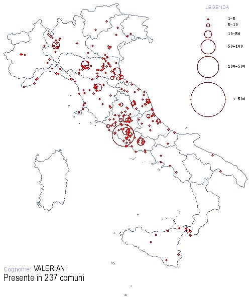 Valeriani location in Italy